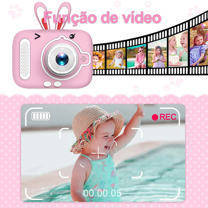 Câmera de Desenho Animado para Crianças, Tela HD 1080P, Câmera Fofa, Impressão Instantânea de Fotos, Brinq                      33 Avaliações| 1.000+ vendidos