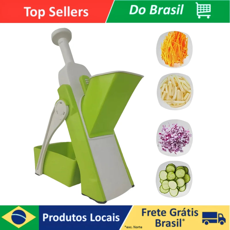 Multi Cortador Manual de Legumes e Verduras Fatiador 5 Funções Para Cortar Batata , Vegetais, Verduras e Frutas Inox                9 avaliações   ౹   273 vendidos