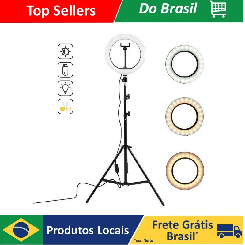 DAFUSHOP Light Ring Light 26cm 10 Inch Led Illuminator + Tripod 2M Professional Professional Photos Lighting FAST SHIP                      30 avaliações   ౹   195 vendidos