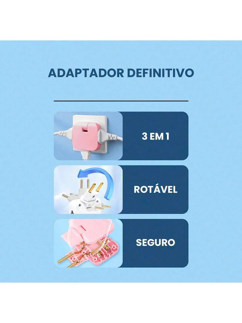 Multi-Plug Adaptador de saída sem fio Slim, soquete rotativo de 180 graus, conversor de extensão UE, soquetes de viagem, 3-em-1   3.8   5 avaliações   ౹   65 vendidos