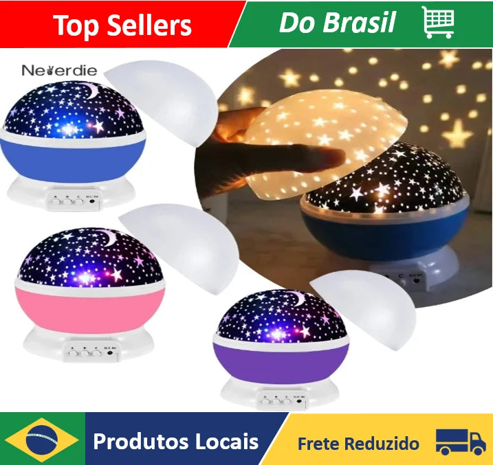 Luminária Projetor Abajur Infantil Estrelado lua Estrela 360º Galaxy Star Master Projetor De Estrela - Neverdie Store                    11 avaliações   ౹   94 vendidos