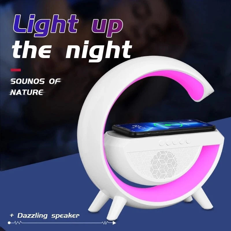 Carregador sem fio multifuncional Stand Pad com Speaker TF RGB Night Light Estação de carregamento rápido para iPhone 11 12 13 1                         31 avaliações   ౹   339 vendidos