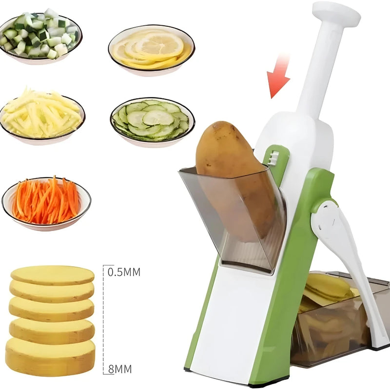 Multi Cortador Manual de Legumes e Verduras Fatiador 5 Funções Para Cortar Batata , Vegetais, Verduras e Frutas Inox                9 avaliações   ౹   273 vendidos