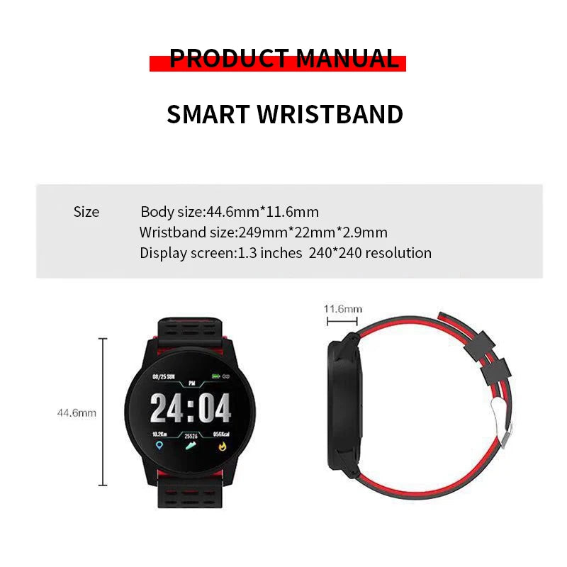 D18 119 Plus Smartwatch para Homens e Mulheres, Bluetooth, Pressão Arterial, Rastreador Esportivo, Smartband, iOS, Android