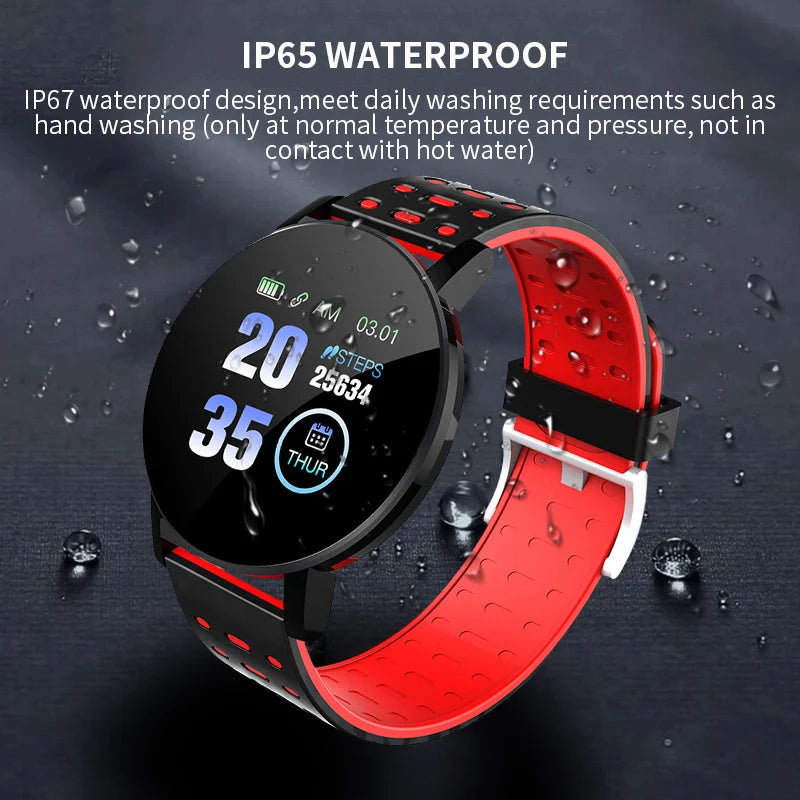 D18 119 Plus Smartwatch para Homens e Mulheres, Bluetooth, Pressão Arterial, Rastreador Esportivo, Smartband, iOS, Android