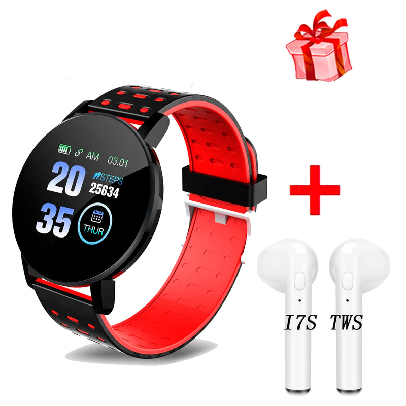 D18 119 Plus Smartwatch para Homens e Mulheres, Bluetooth, Pressão Arterial, Rastreador Esportivo, Smartband, iOS, Android