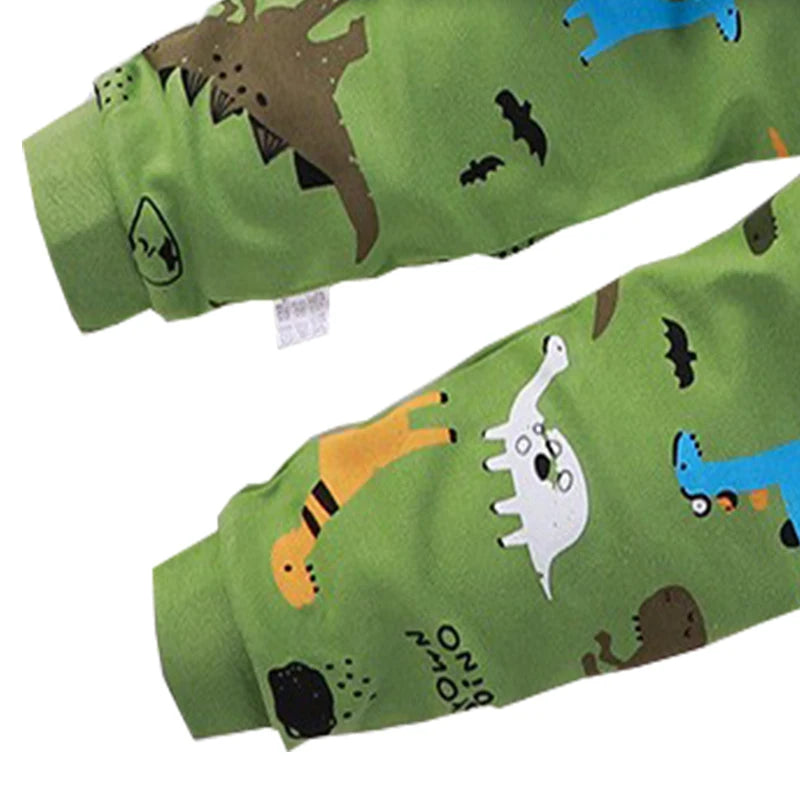 Dinossauro dos desenhos animados pijamas para crianças, top e calça, roupas íntimas de algodão para crianças, roupas de bebê para meninos e meninas, outono e inverno