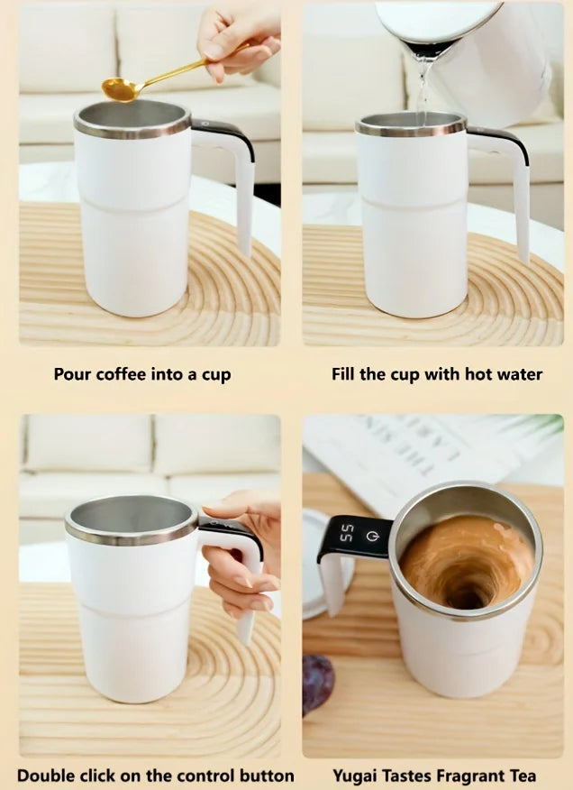 Caneca magnética com agitação automática, 380ml, com tela lcd, café, leite, suco, copo de mistura, recarregável por usb, copos térmicos inteligentes