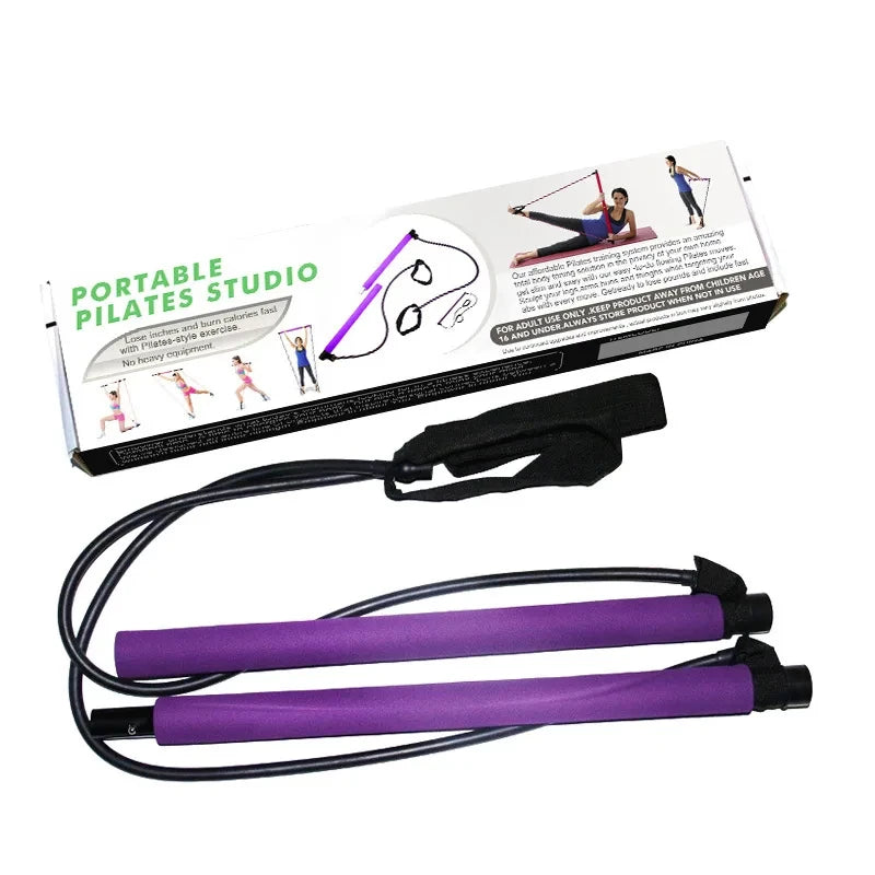 Novo portátil yoga pilates barra vara com faixa de resistência em casa ginásio tonificação muscular fitness alongamento esportes corpo treino exercício