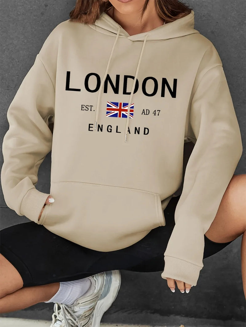 Moletom com cordão com estampa vibrante de Londres – moletons da moda com bolso canguru casual manga comprida              3 avaliações   ౹   35 vendidos