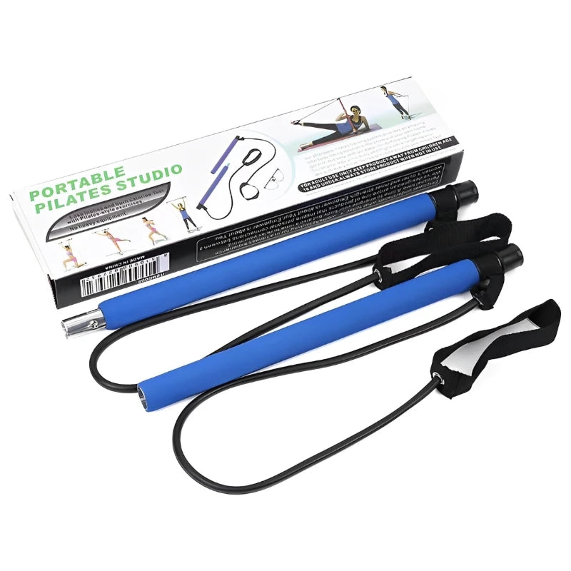 Novo portátil yoga pilates barra vara com faixa de resistência em casa ginásio tonificação muscular fitness alongamento esportes corpo treino exercício