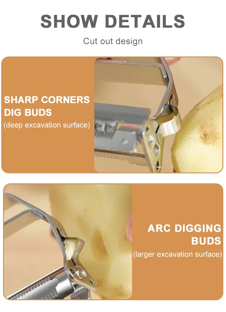 2/4 em 1 descascador rotativo multi-função descascador de batata de frutas vegetais descascador de aço inoxidável casa cozinha artigo durável                         4 avaliações   ౹   54 vendidos