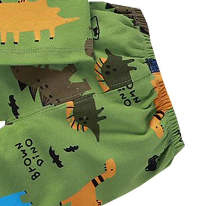 Dinossauro dos desenhos animados pijamas para crianças, top e calça, roupas íntimas de algodão para crianças, roupas de bebê para meninos e meninas, outono e inverno