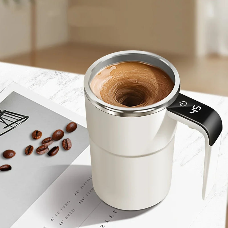 Caneca magnética com agitação automática, 380ml, com tela lcd, café, leite, suco, copo de mistura, recarregável por usb, copos térmicos inteligentes