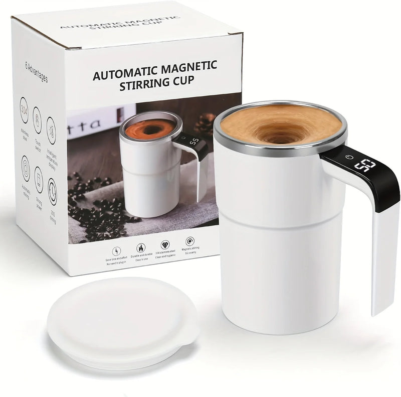 Caneca magnética com agitação automática, 380ml, com tela lcd, café, leite, suco, copo de mistura, recarregável por usb, copos térmicos inteligentes