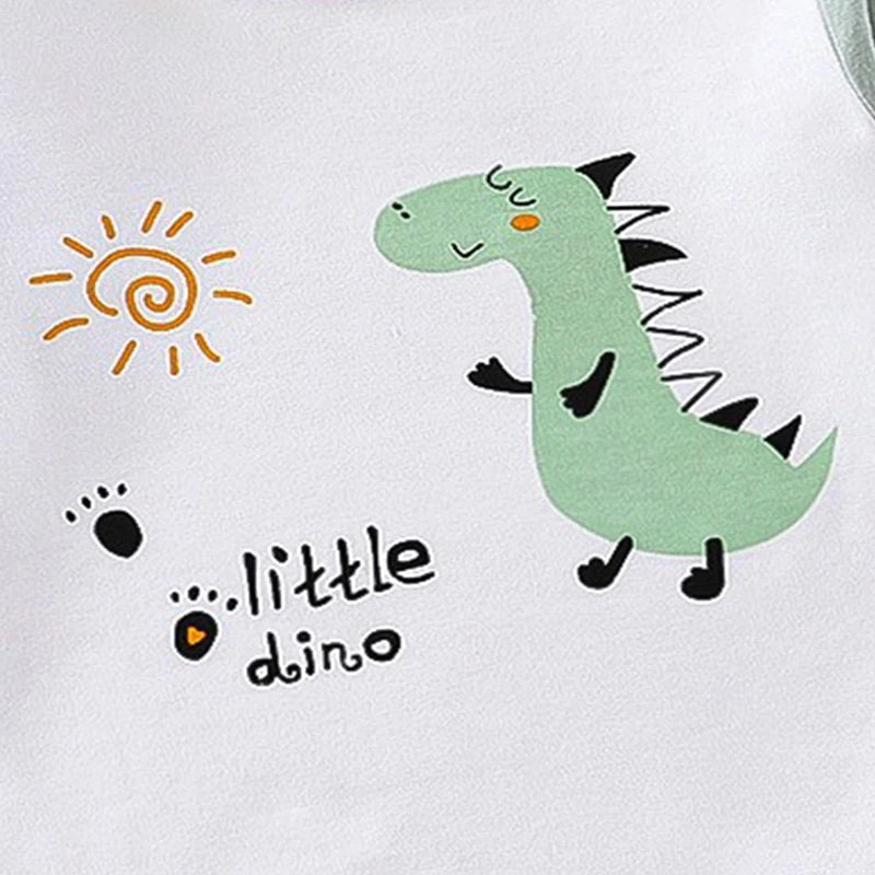 Dinossauro dos desenhos animados pijamas para crianças, top e calça, roupas íntimas de algodão para crianças, roupas de bebê para meninos e meninas, outono e inverno