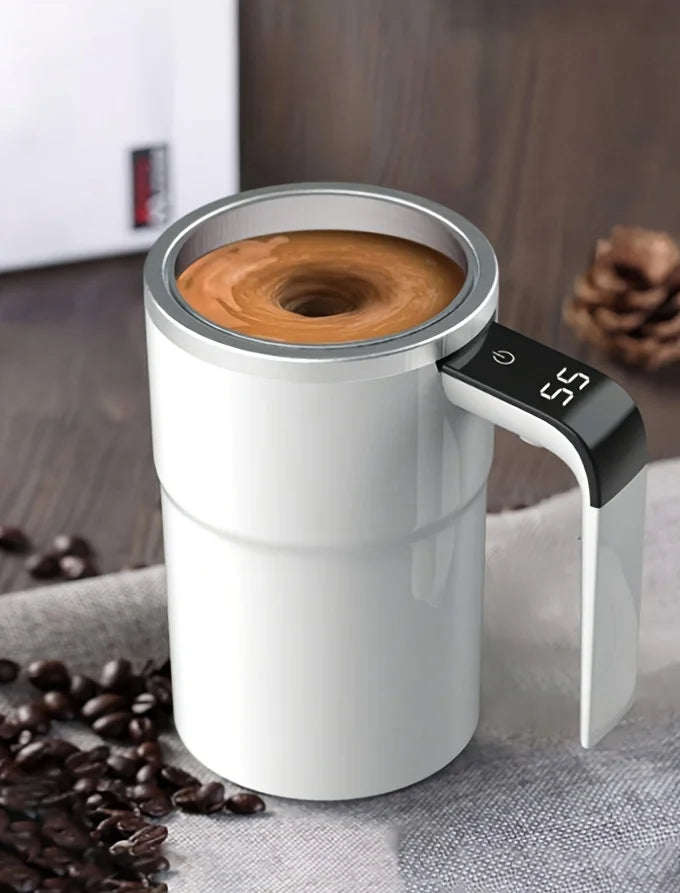 Caneca magnética com agitação automática, 380ml, com tela lcd, café, leite, suco, copo de mistura, recarregável por usb, copos térmicos inteligentes