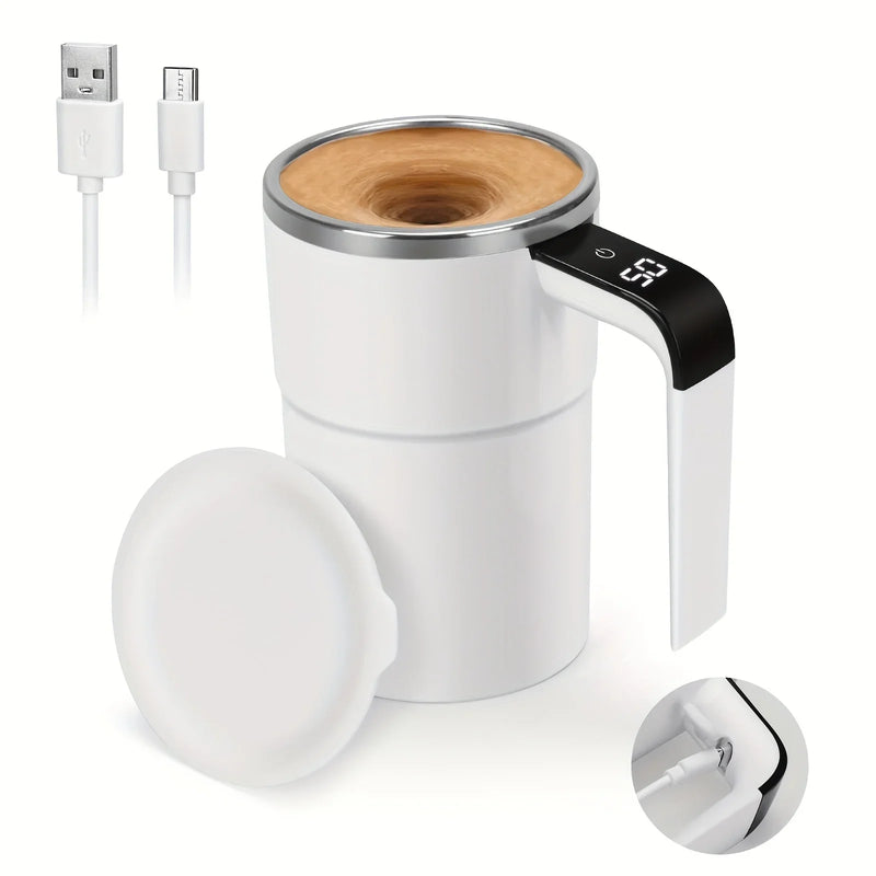 Caneca magnética com agitação automática, 380ml, com tela lcd, café, leite, suco, copo de mistura, recarregável por usb, copos térmicos inteligentes