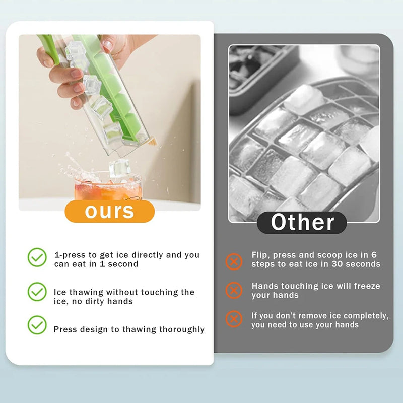 IMolde de cubo de gelo com prensa de uma mão, 6 grades, fabricante de gelo, caixa de plástico para fazer suco, beber uísque, coquetéis, ferramentas de bar byFree Life Store (4.9 | 5.000+ vendidos )