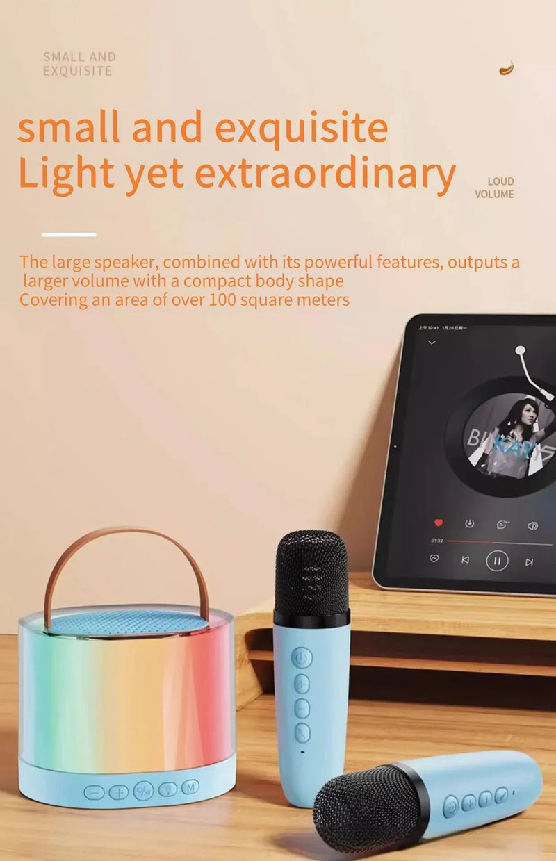 K52 Alto-falante sem fio Bluetooth, Multifunções com microfone duplo RGB Light Leitor de música portátil Máquina de karaokê para criança, presente caseiro                   26 avaliações   ౹   171 vendidos