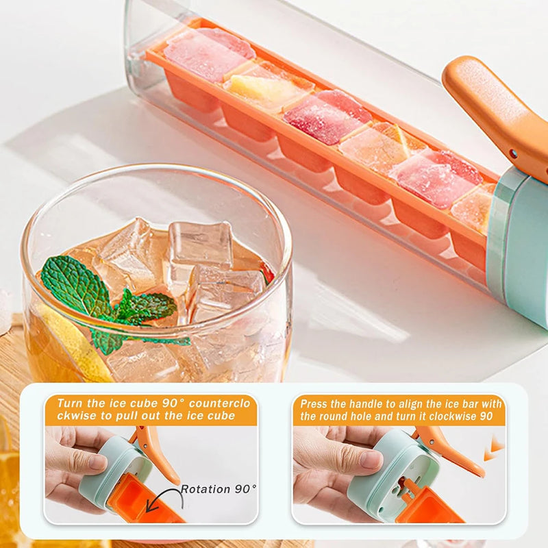 IMolde de cubo de gelo com prensa de uma mão, 6 grades, fabricante de gelo, caixa de plástico para fazer suco, beber uísque, coquetéis, ferramentas de bar byFree Life Store (4.9 | 5.000+ vendidos )