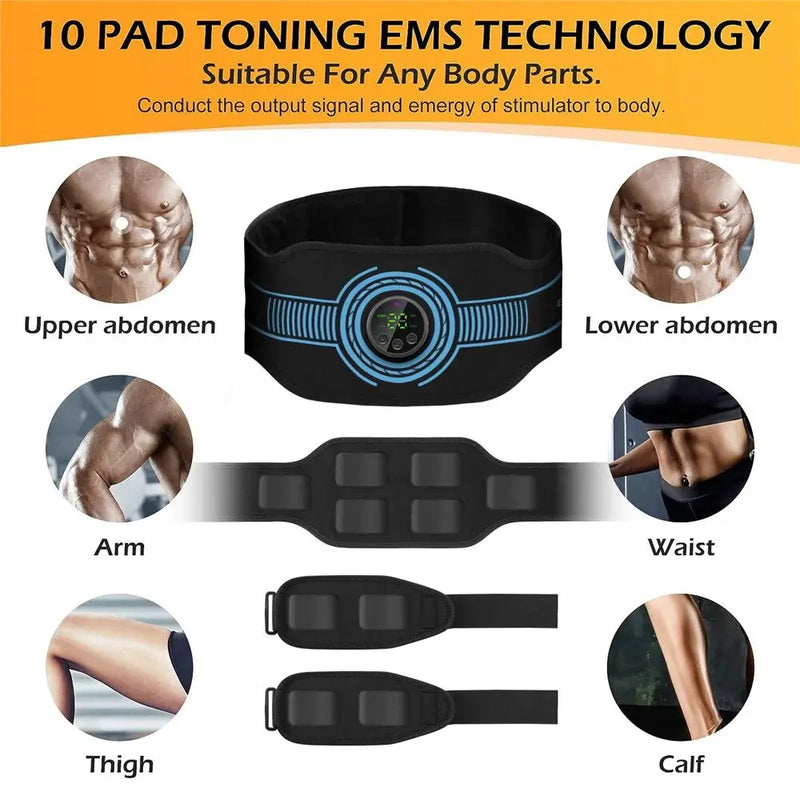 EMS Abdominal Toning Belt, Toner Estimulador Muscular, USB, Emagrecimento Corporal, Shaping, Cintura, Braço, Perna, Massagem, Perder Peso, Home Gym Fitness                           834 avaliações   ౹   5.000+ vendidos