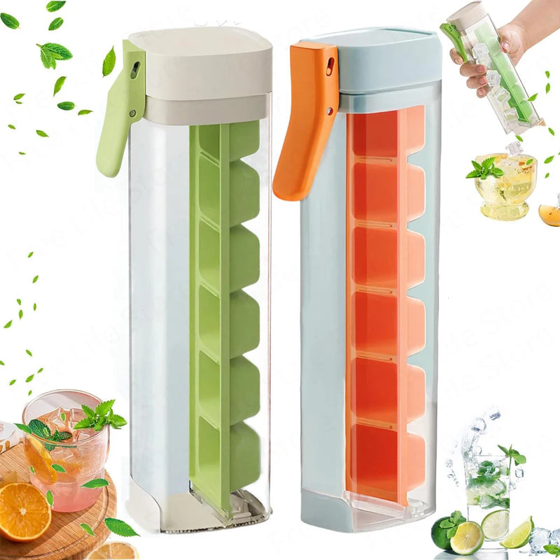 IMolde de cubo de gelo com prensa de uma mão, 6 grades, fabricante de gelo, caixa de plástico para fazer suco, beber uísque, coquetéis, ferramentas de bar byFree Life Store (4.9 | 5.000+ vendidos )