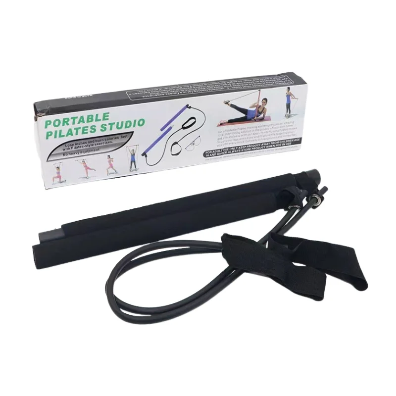 Novo portátil yoga pilates barra vara com faixa de resistência em casa ginásio tonificação muscular fitness alongamento esportes corpo treino exercício