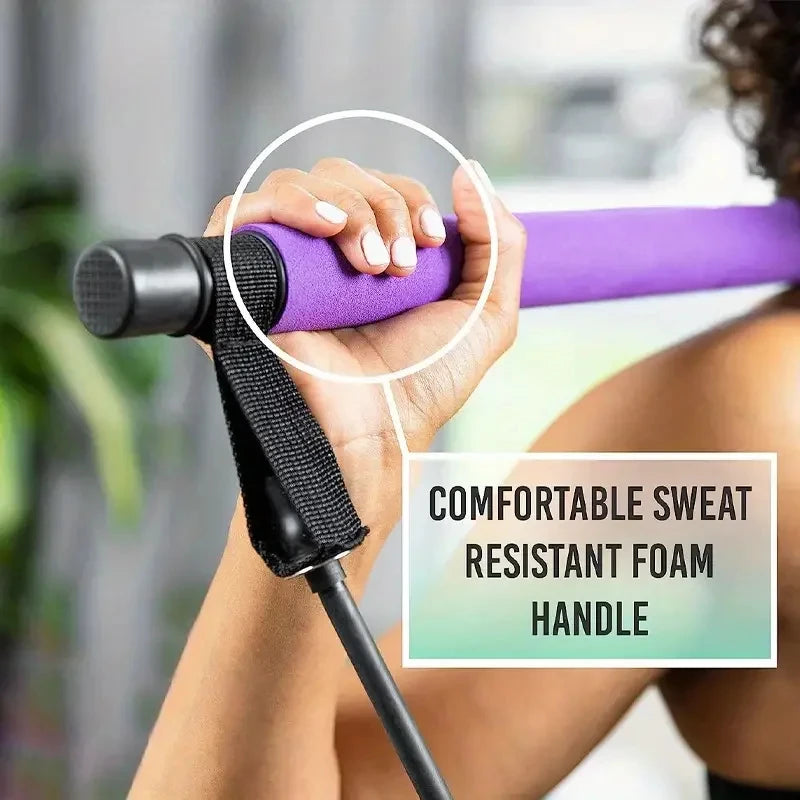 Novo portátil yoga pilates barra vara com faixa de resistência em casa ginásio tonificação muscular fitness alongamento esportes corpo treino exercício