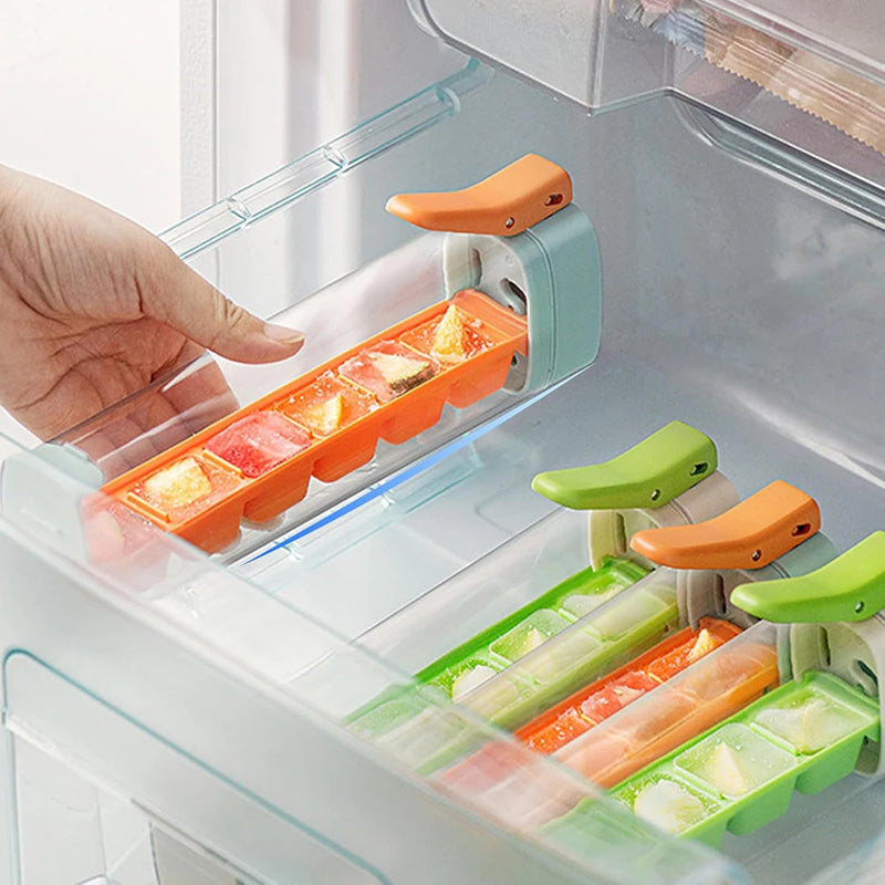 IMolde de cubo de gelo com prensa de uma mão, 6 grades, fabricante de gelo, caixa de plástico para fazer suco, beber uísque, coquetéis, ferramentas de bar byFree Life Store (4.9 | 5.000+ vendidos )