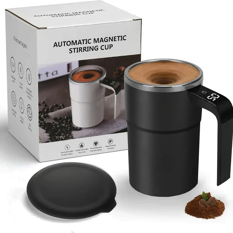 Caneca magnética com agitação automática, 380ml, com tela lcd, café, leite, suco, copo de mistura, recarregável por usb, copos térmicos inteligentes