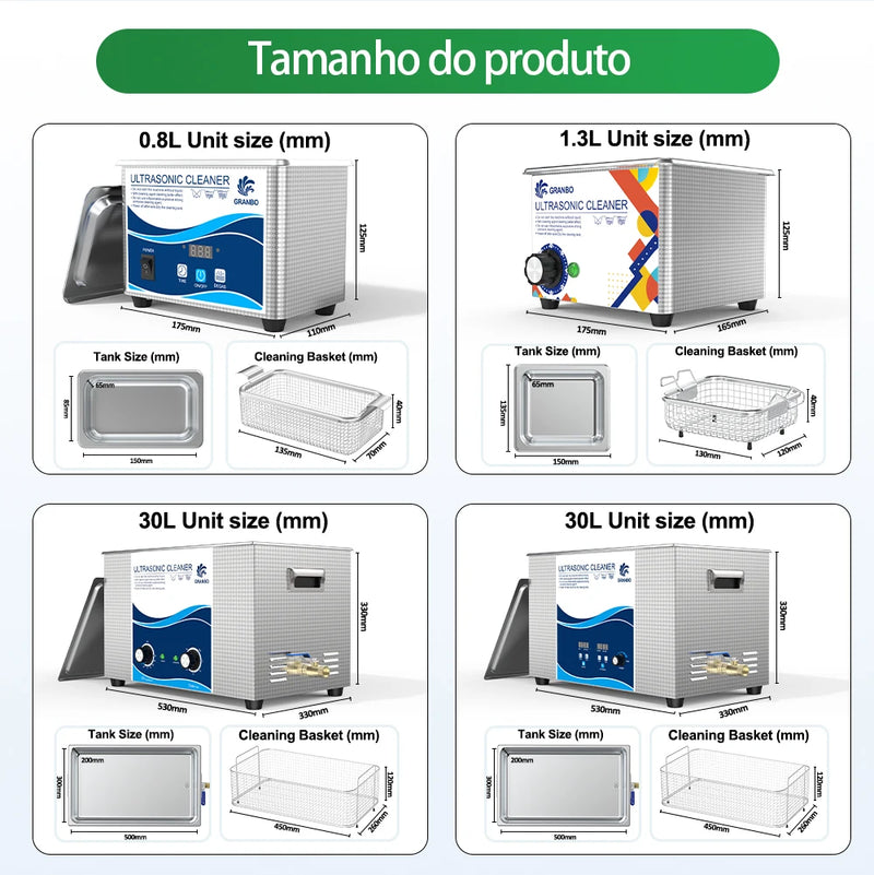 Limpador ultrassônico de mesa 0,8L 1,220V 60W Lavadora ultrassônica Brasil Entrega rápida local