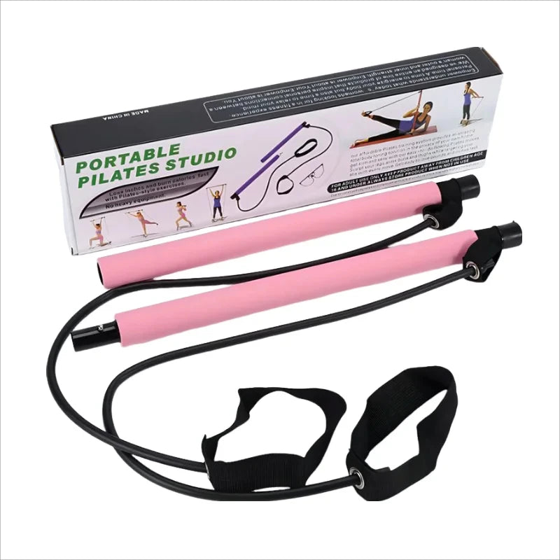 Novo portátil yoga pilates barra vara com faixa de resistência em casa ginásio tonificação muscular fitness alongamento esportes corpo treino exercício