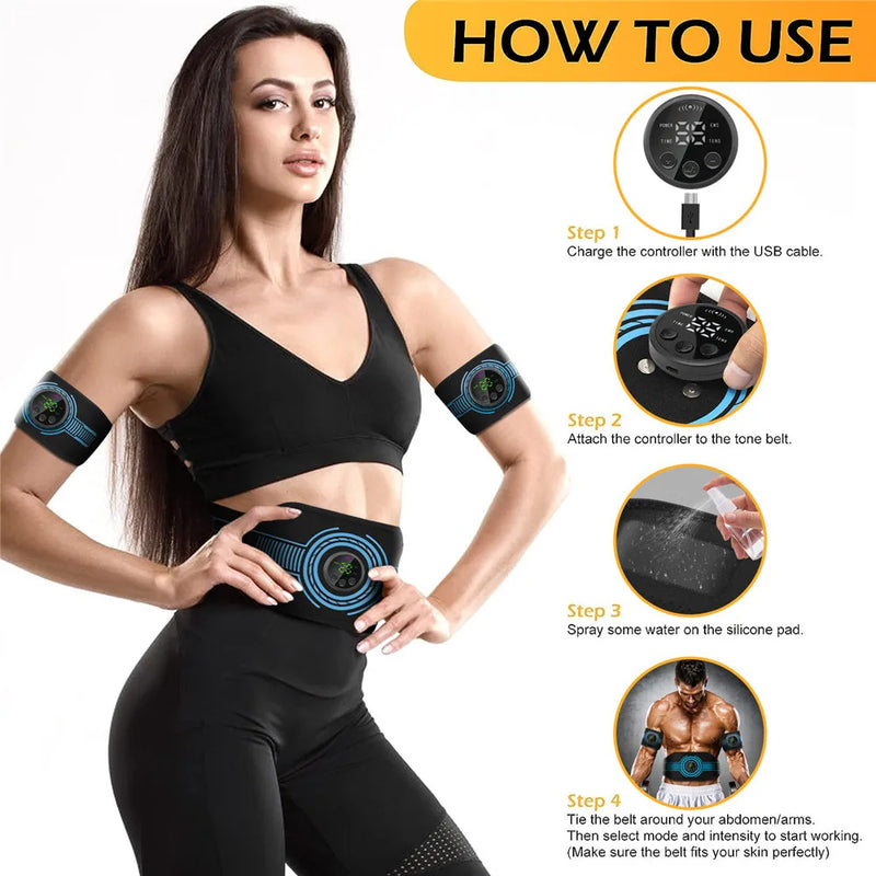 EMS Abdominal Toning Belt, Toner Estimulador Muscular, USB, Emagrecimento Corporal, Shaping, Cintura, Braço, Perna, Massagem, Perder Peso, Home Gym Fitness                           834 avaliações   ౹   5.000+ vendidos